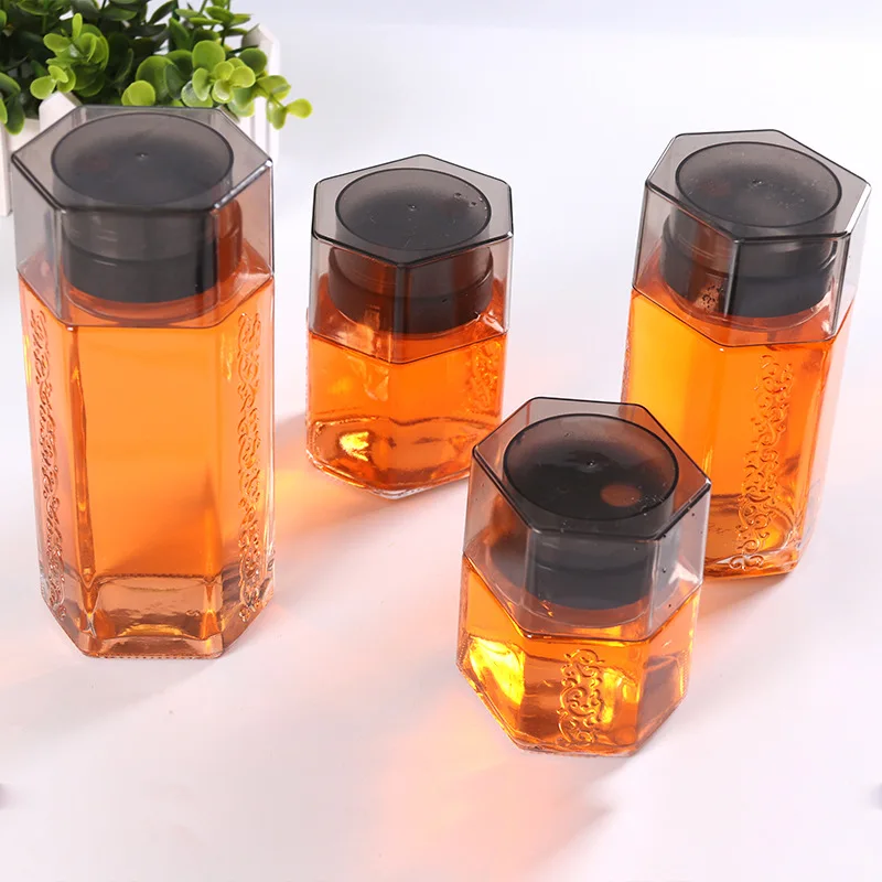 180 мл 250 360 500 переносная шестиугольная цилиндрическая бутылка для меда черная негерметичная насадка дизайн корпуса бутылки с гравировкой
