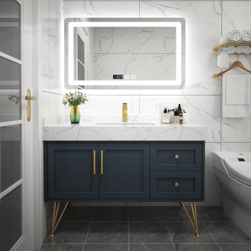 Factory Customized Washroom Wall Hung Mounted Single Sink Bathroom Floating Vanity Cabinets Set Modern Minimalist Style