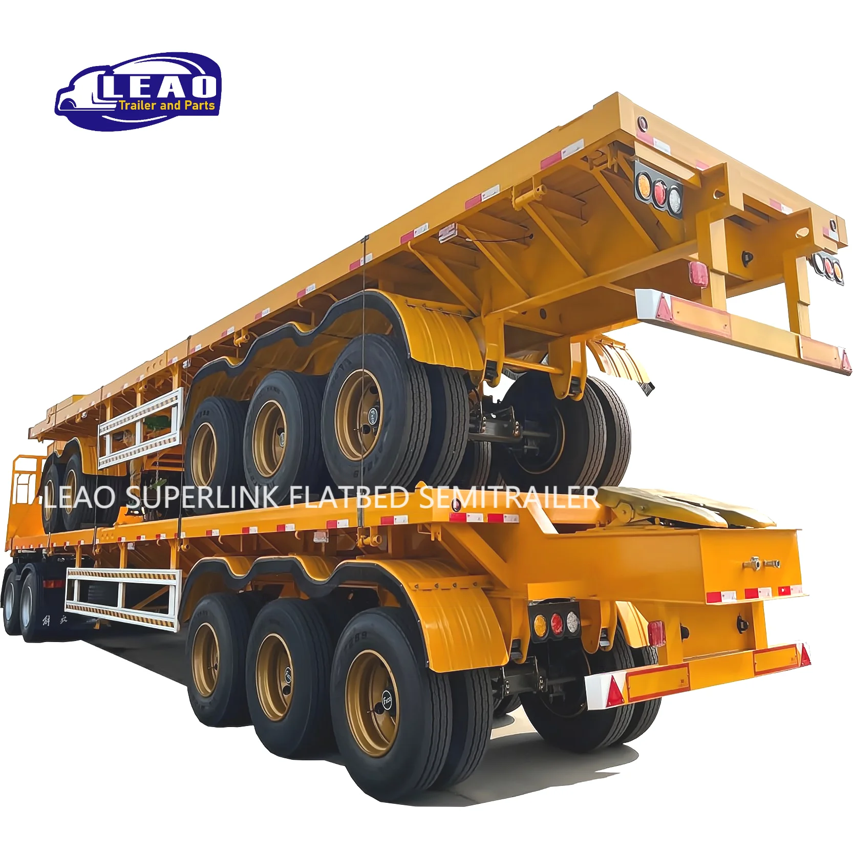 Сверхмощный 3 оси 40ft 60ton Interlink супер ссылка бортовой полуприцеп Мерседес Бенц грузовик с прицепом LEAO трейлер стальная 6 или 12 единиц