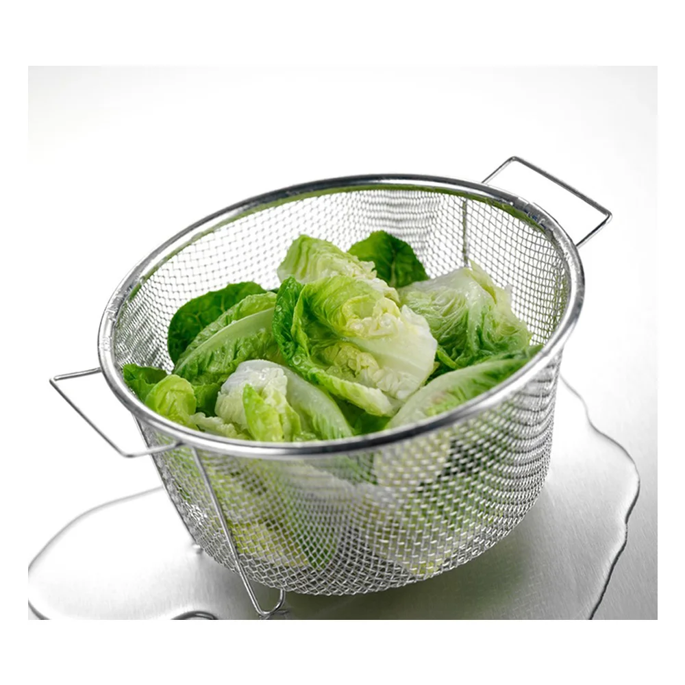 Portable picnic food Fruits and vegetables Metal basket Rectangular stainless steel wire woven storage basket