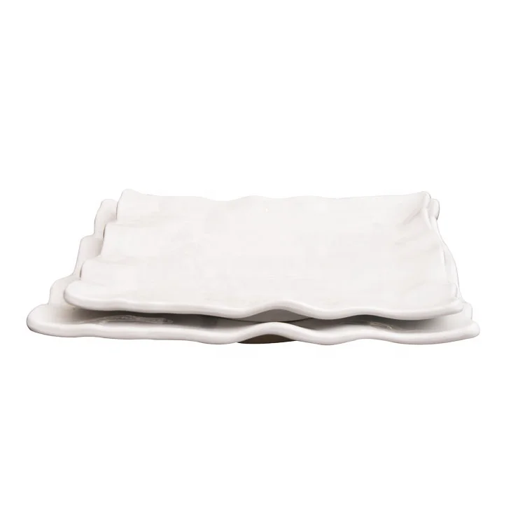 Wholesale Restaurant Flower Edge Plate Melamine Vintage Rectangular