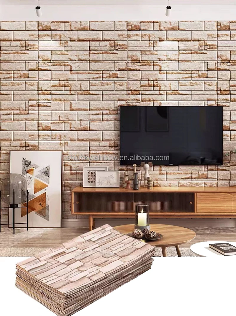 self adhesive 3d pe/xpe foam wallpaper cultural stone design