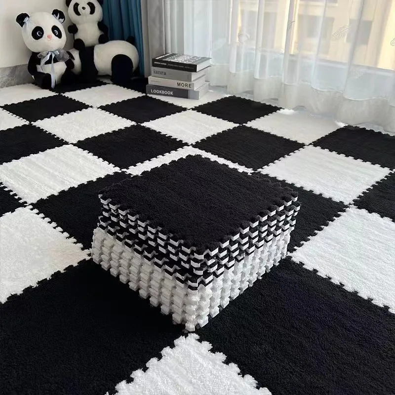 Cheapest Price Interlocking Floor Mats Tiles Eva Puzzle Hairy Rug Washable Baby Play Mat Plush Carpet