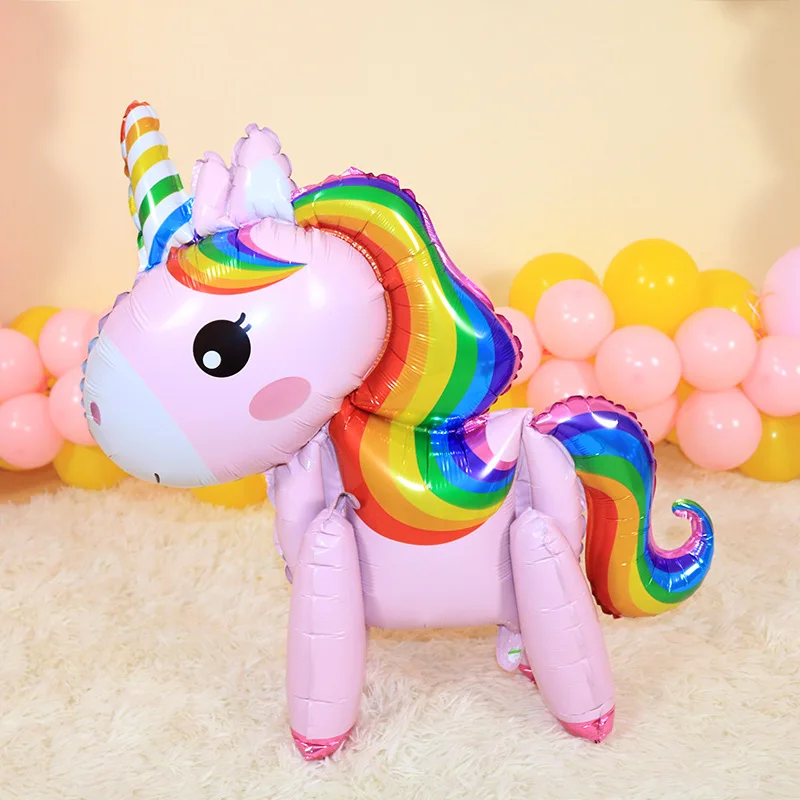 Wholesale New 3D Rainbow Horse Unicorn Aluminum Film Balloon Cartoon Shape Unicorn Foil Birthday Decoration Balloon