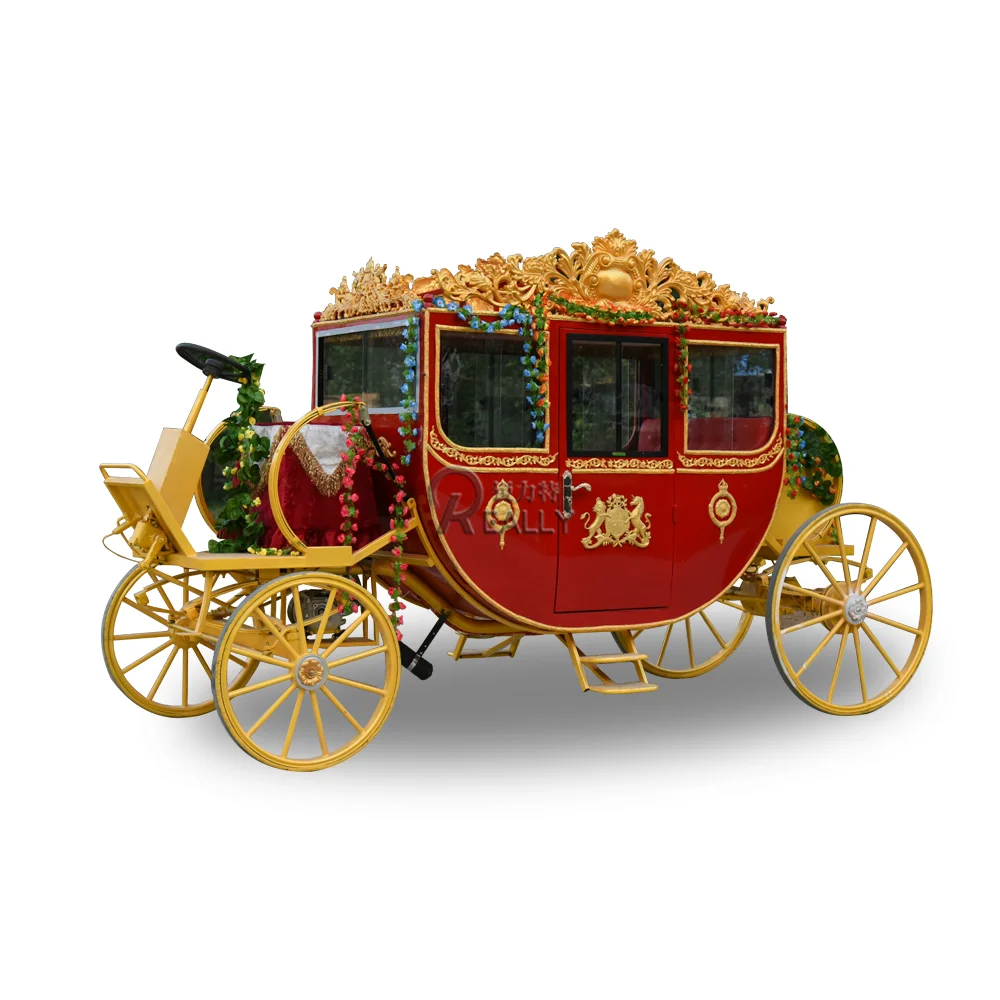 Royal Horse Carriage Cinderella Golden Carts Custom Victorian Design Sightseeing/Wedding Decorations