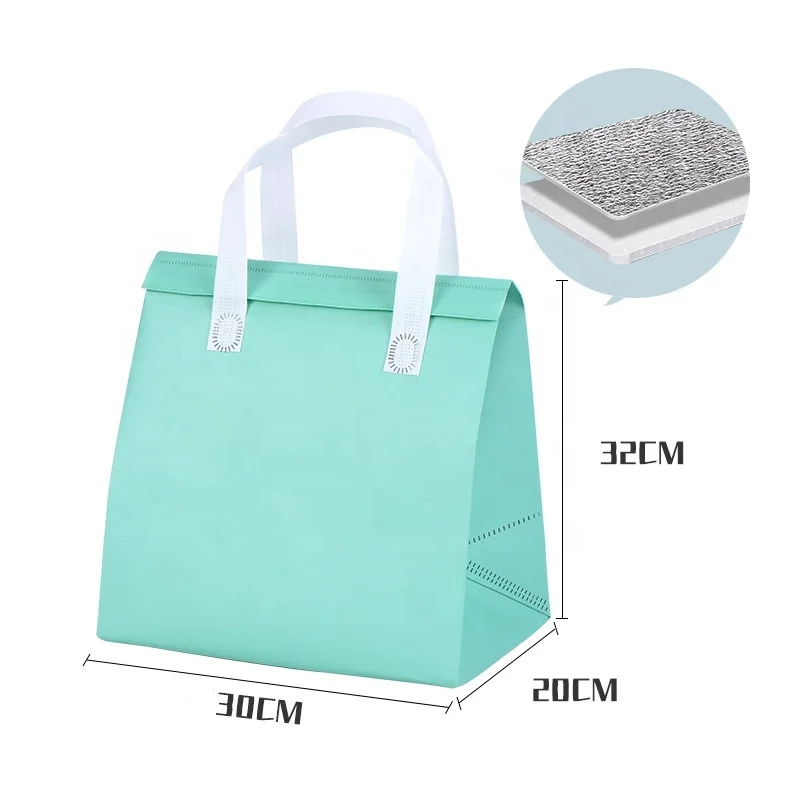 Customized Lamination Reusable Welding Heat Seal Ultrasonic Thermal Insulated Non Woven Bag  For Food Delivery