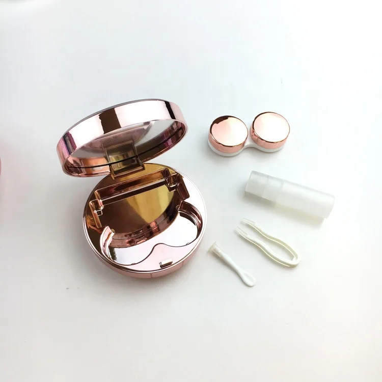 mirror styles luxury  quicksand bling style contact lenses case for contact lens accept LOGO printing A-8080