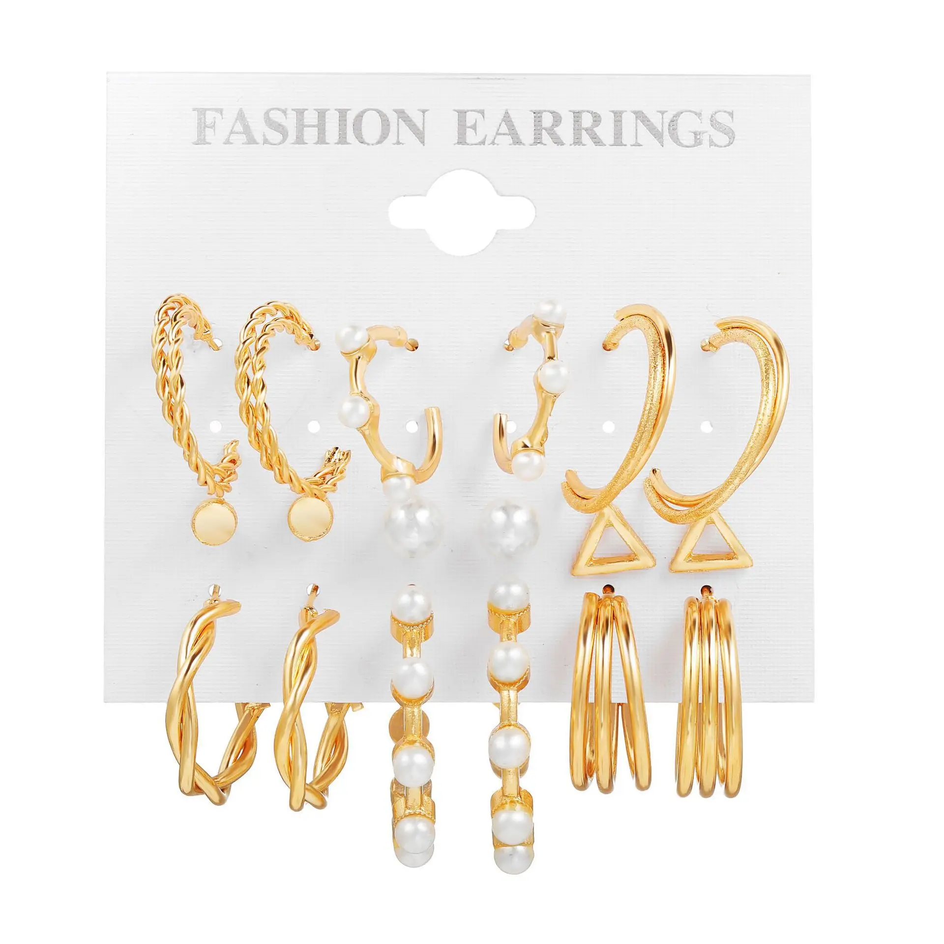  Retro personality 9 pairs ear ring inlaid pearl small earring earings set simple elegant