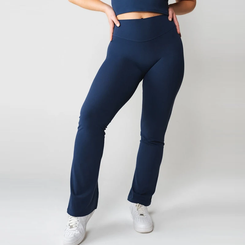 Gym Wear Manufacturer High Rise No front seam Custom Brand Active Flare Leggings