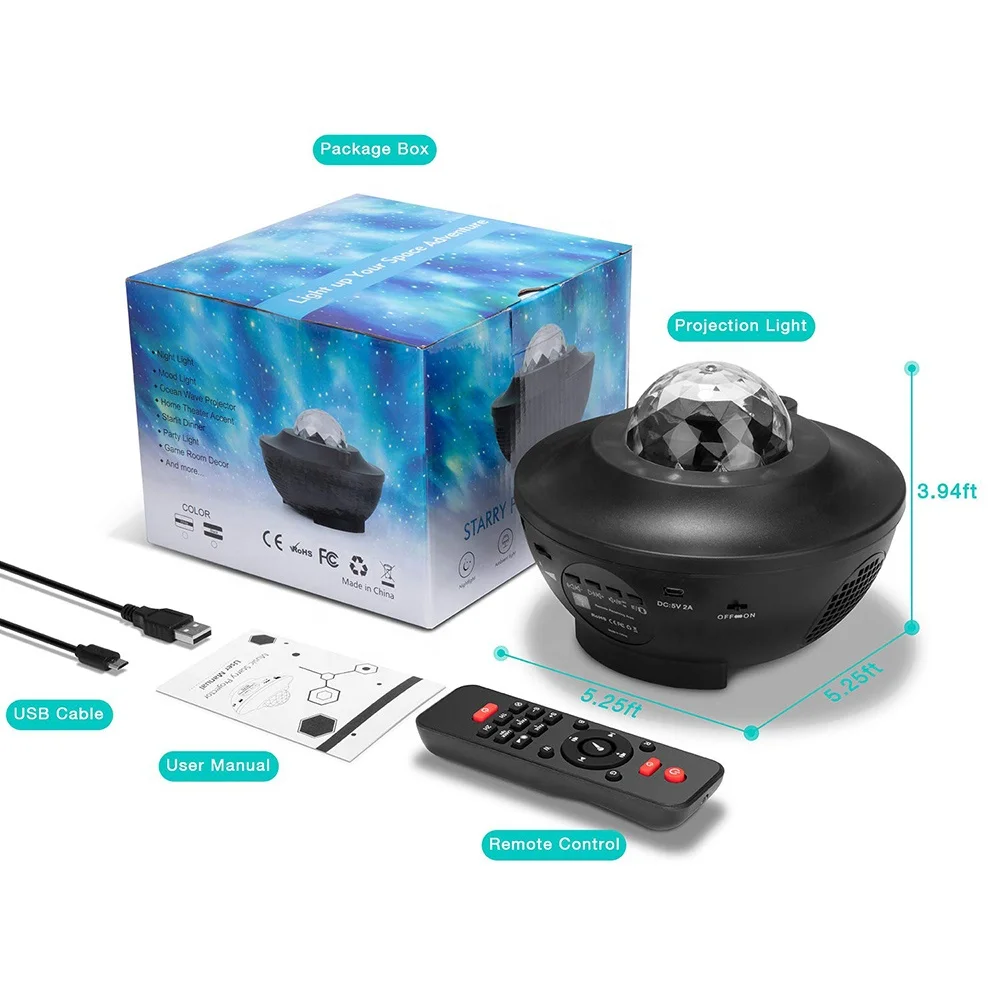 Smart Star Night Starry Projector Light, Laser Sky Star Projector BT Music Speaker Galaxy Projector With Remote Control
