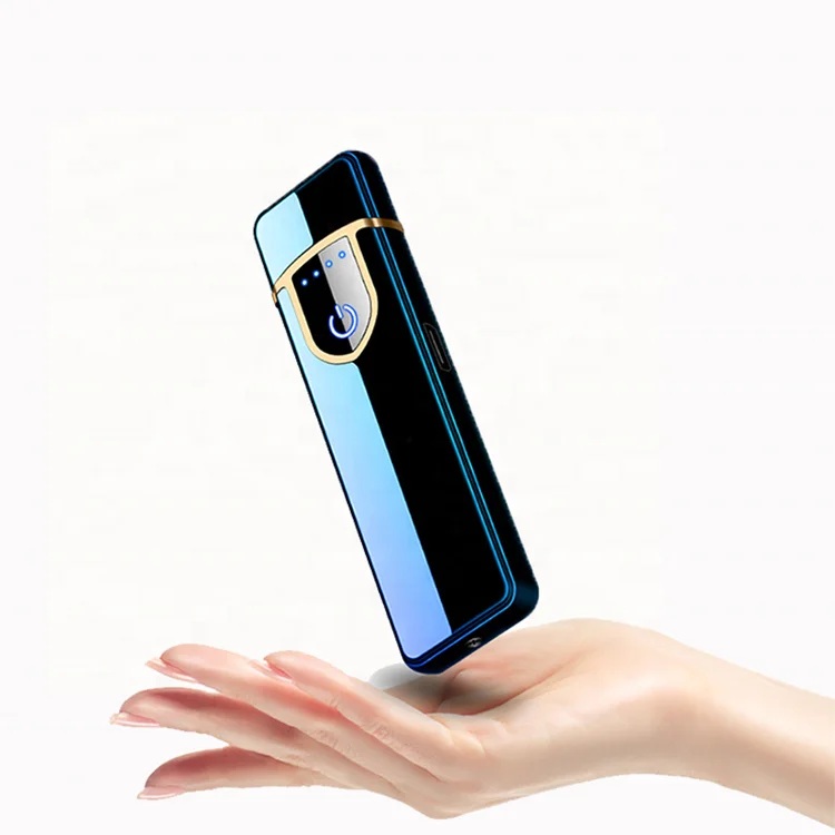 Custom Logo Two-side Touch Sensor Windproof Touch Screen Cigarette Heating Coil USB Lighter Electronic Rechargeable Lighter