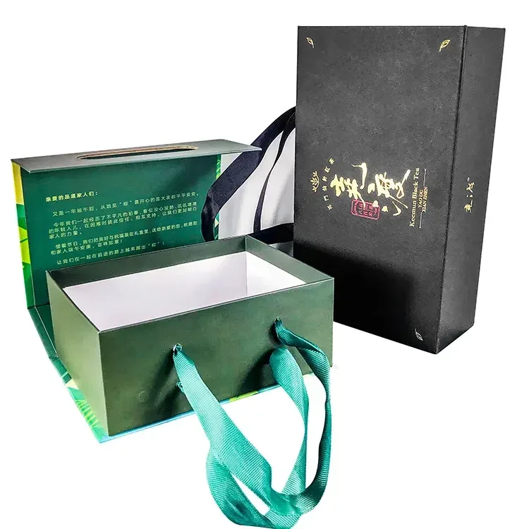 Wholesale luxury cardboard custom folding storage paper gift packaging magnetic closure box with ribbon