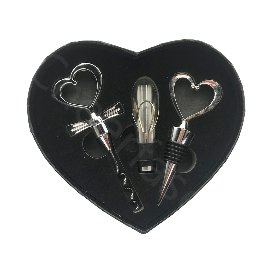 Well Made Heart Shaped Wedding Gift Box Set And Wine Bottle Stopper Heart Shaped And Heart Opener