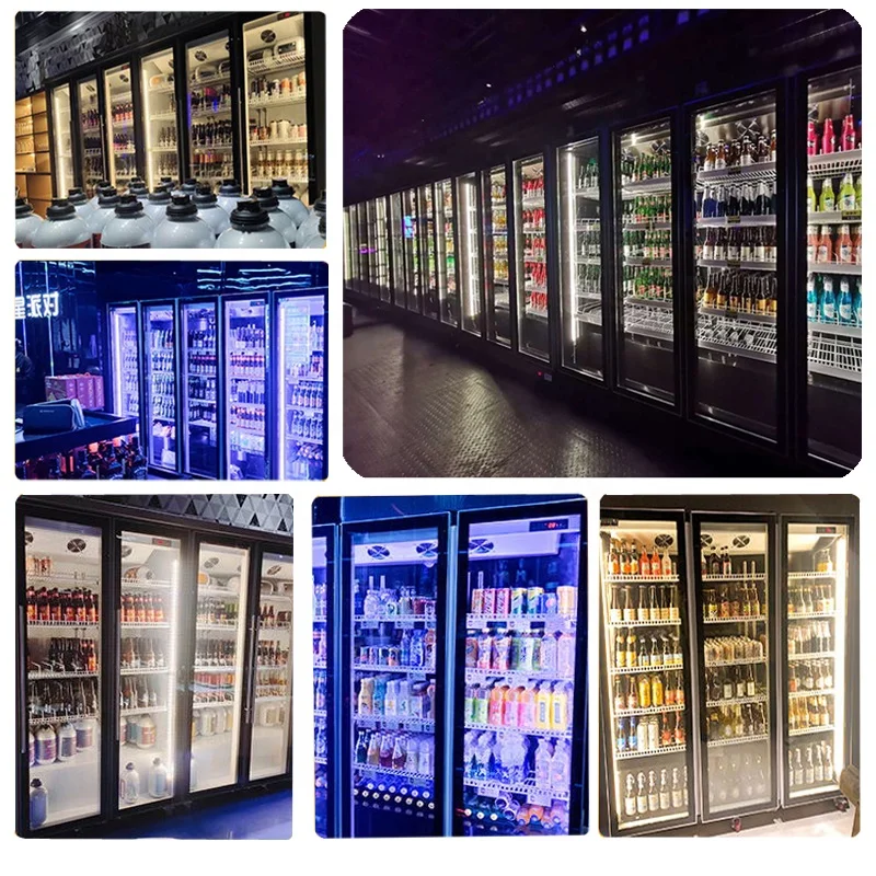 Supermarket Commercial Double Glass Door Drinks display refrigerator beverage Fridge