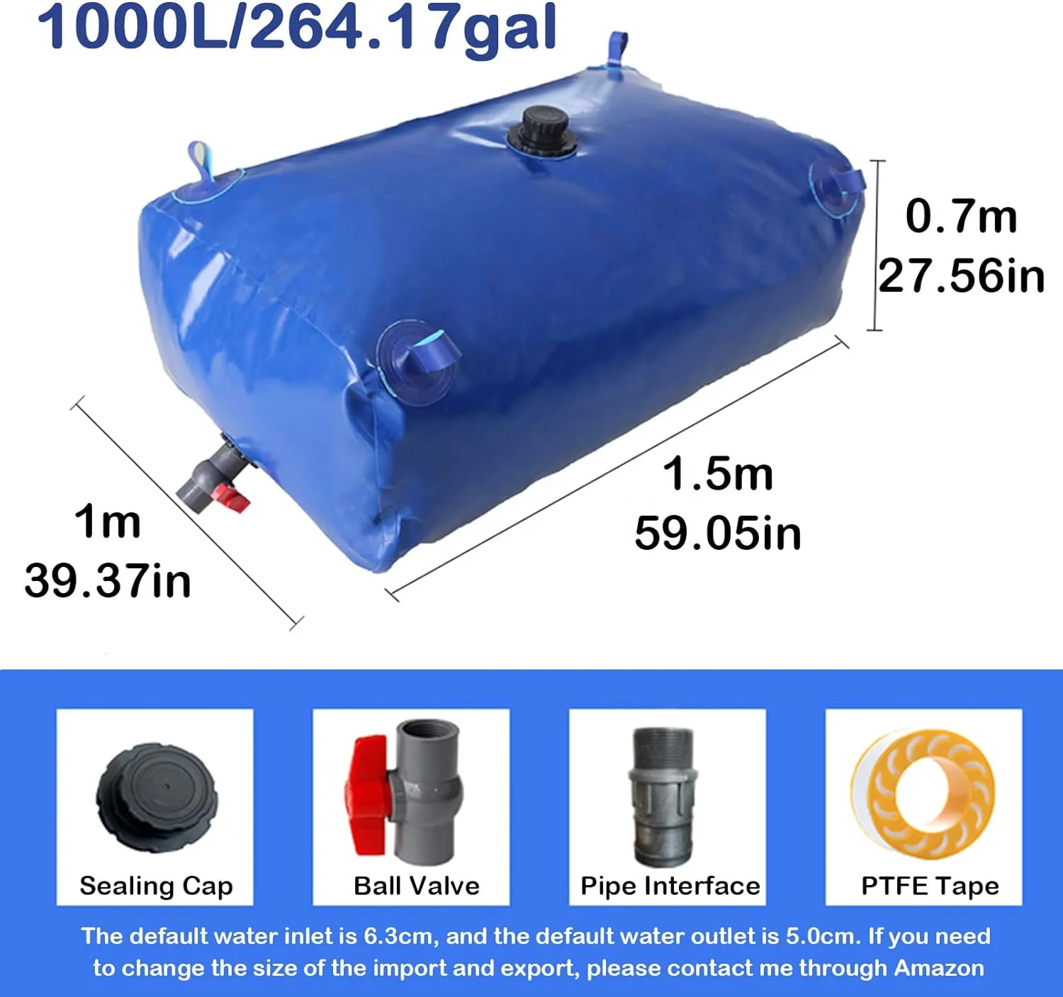 Hot Selling Portable 350L Large Capacity Foldable Water Tank Waterproof Water Storage Bladder Dry Bag Outdoor Camping Use