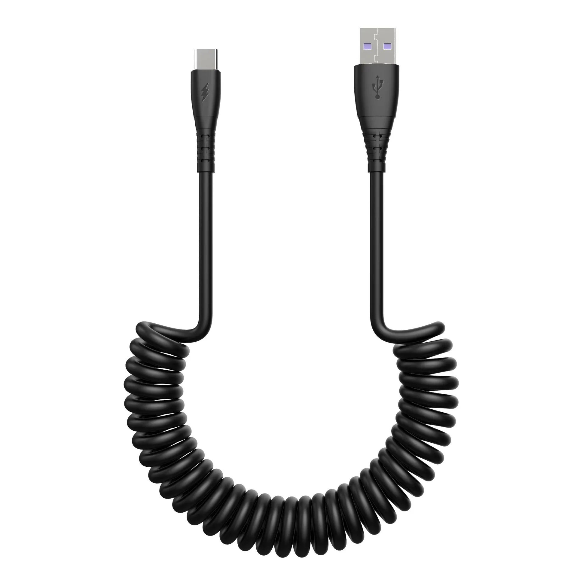 Spiral Curly 3a Type C Pd Usb Data Cable Spring Coiled Wire Charging Cable