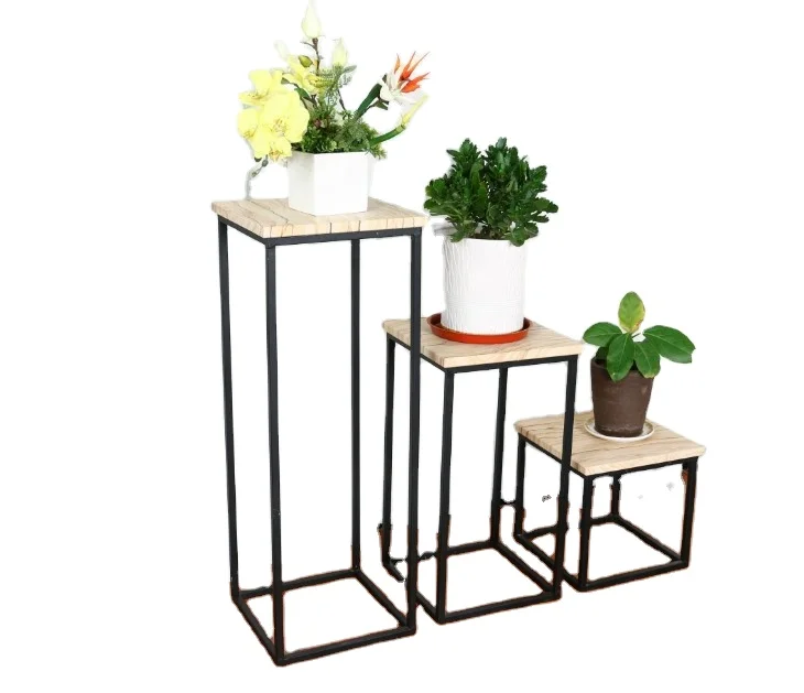 Modern Furnitures Black Iron Frame Sandstone Table Top Side Table