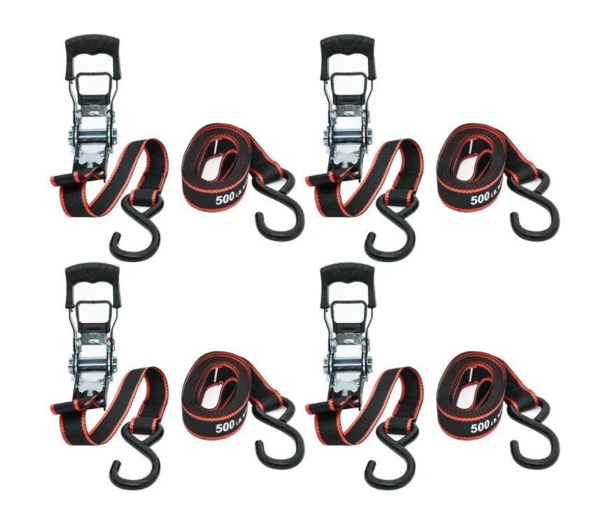 Factory customized Orange Polyester Cargo Ratchet Lashing Belt with S hook