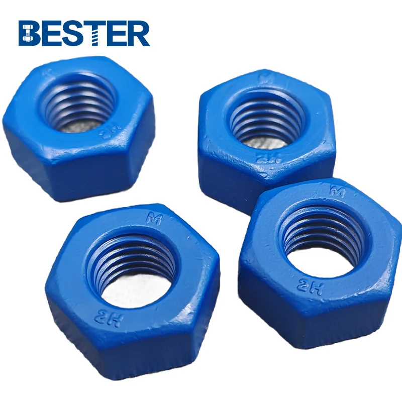 Popular Recommend High Strength Fasteners PTFE Teflon Coated Zinc Planting ASTM A194 2h Heavy Hex Nuts