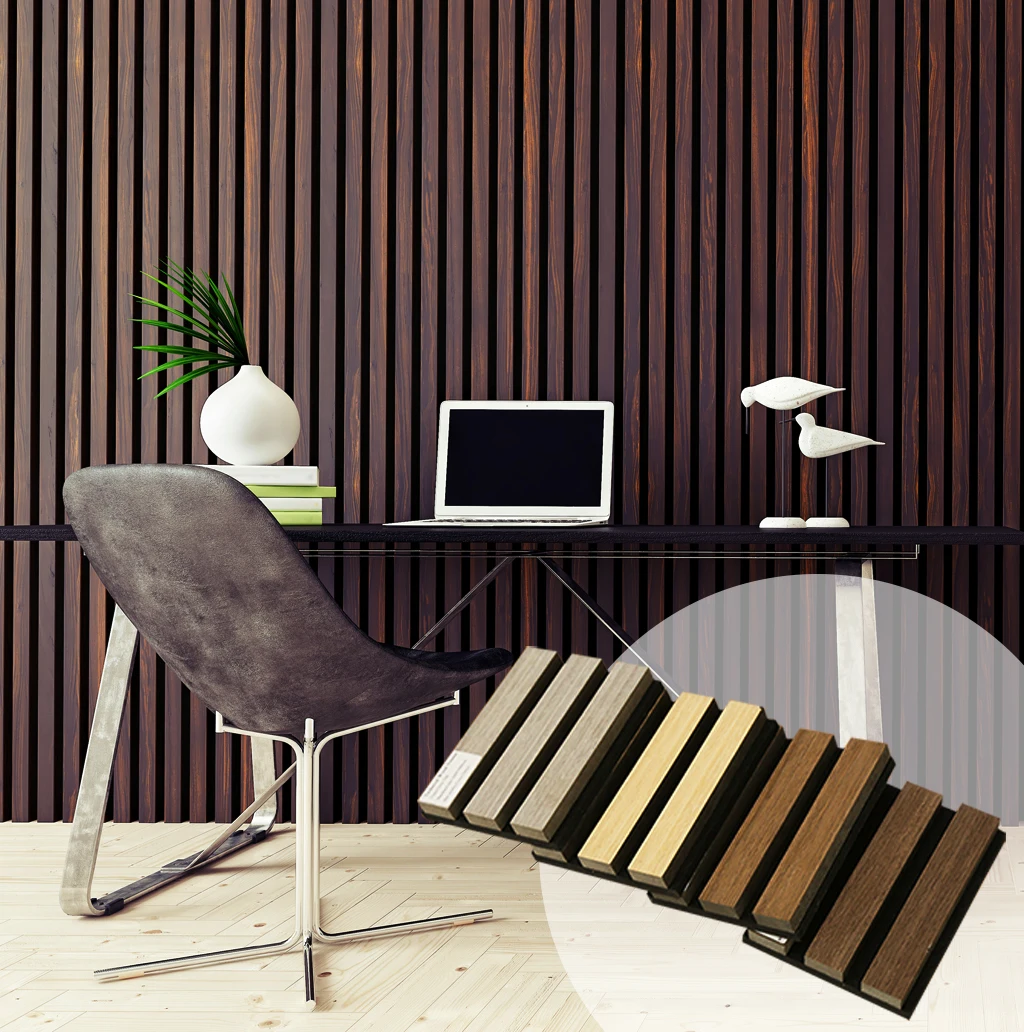 3d Decorative Light Polyester Fiber Wooden Slats Acoustic Panels Mdf Veneer Modern Acoustic Panel