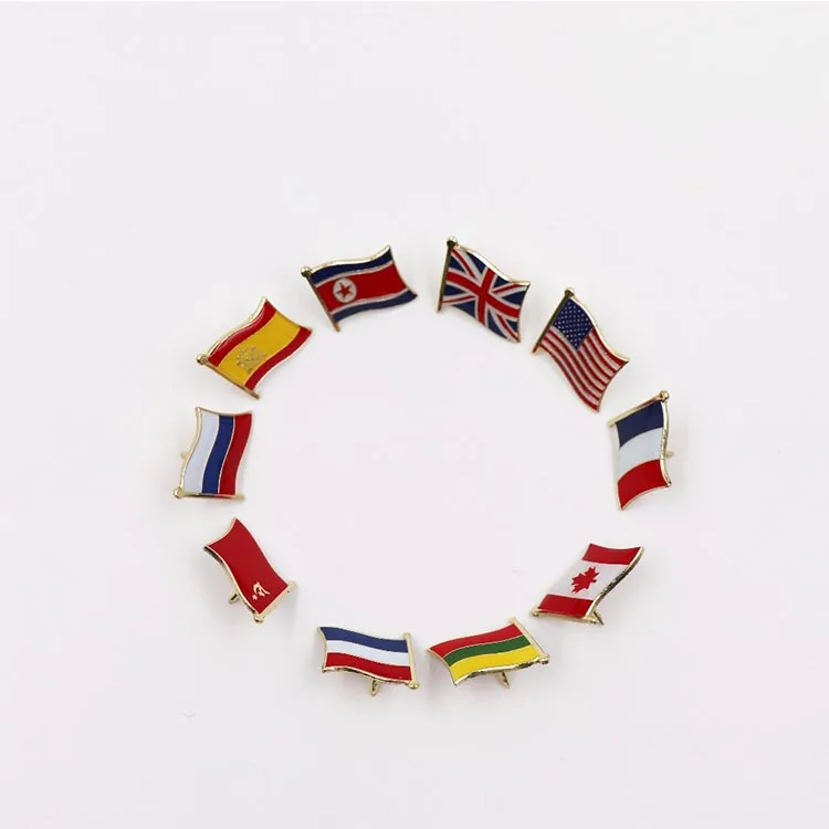 Custom Enamel Metal Lapel Pins National Souvenir Flag Badges in Brass Iron Zinc Alloy for Art Business Angel Decoration