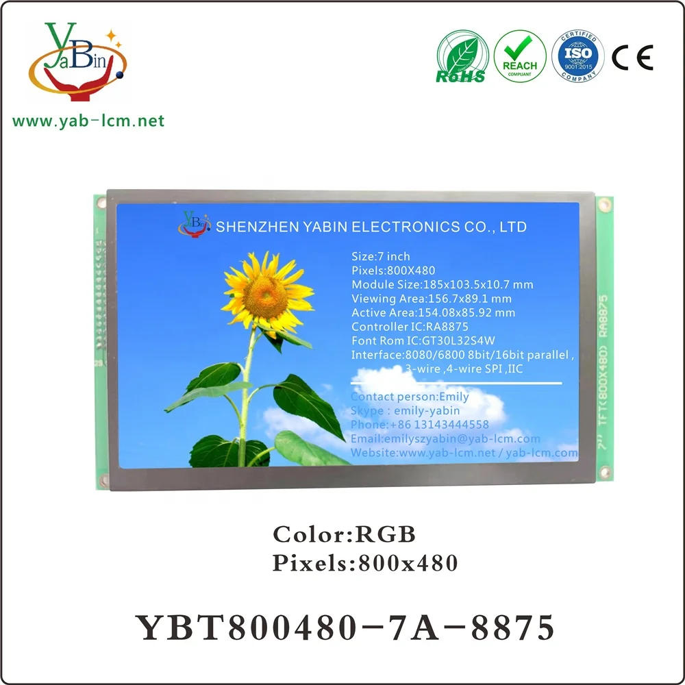 7 inch Tft Lcd Module 800X480 TFT module with RA8875 SPI/IIC interface