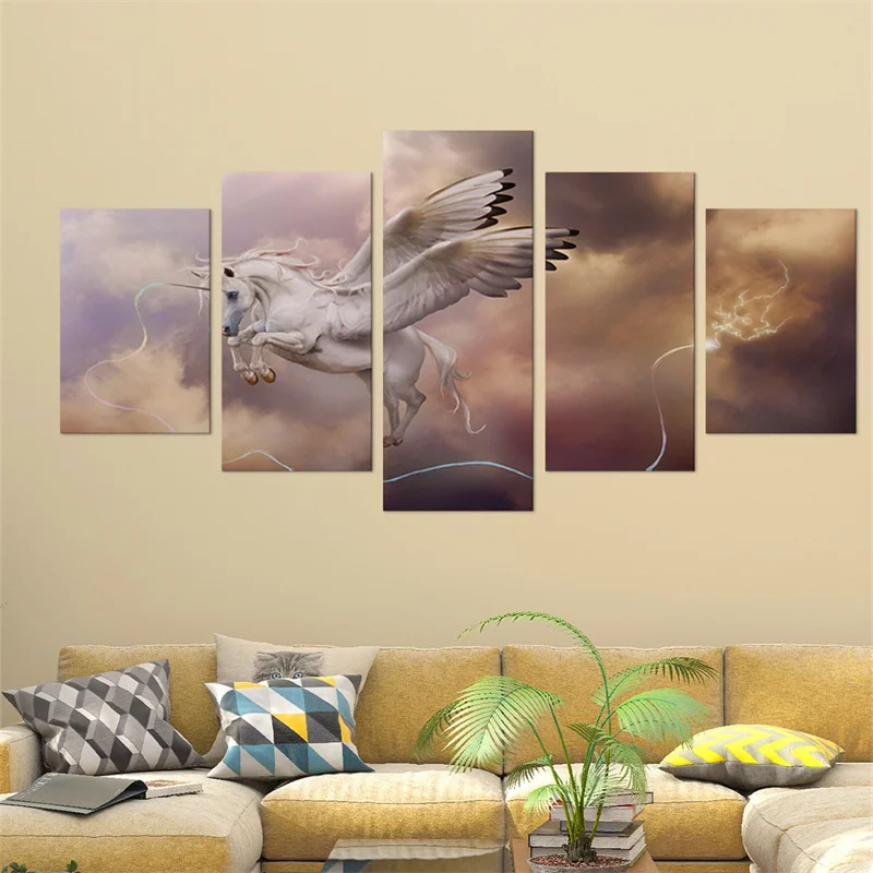 Современный 5 шт. Wall Art Единорог для дома настенные картины печать на холсте декоративная настенная живопись Core холст картины