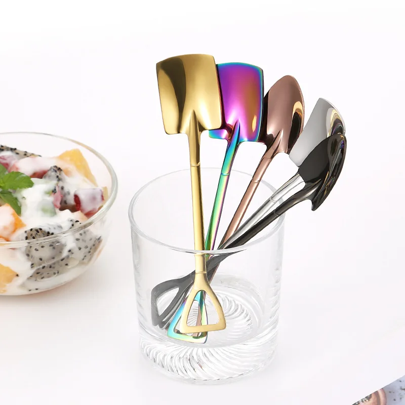 Factory Price Stainless Steel Coffee Stirring Spoon Yogurt Ice Cream Dessert Shovel Spoon
