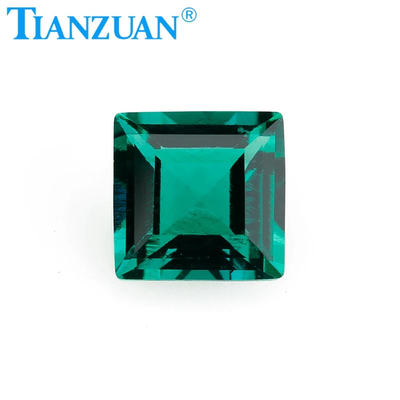 High quality Natural Gemstone Hydrothermal Emerald Stone Princess Cut Square