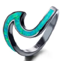 New Arrival Top sale Rose Gold Wave Fire Opal Rings with various opal colors to choose for ladys and Christmas gift