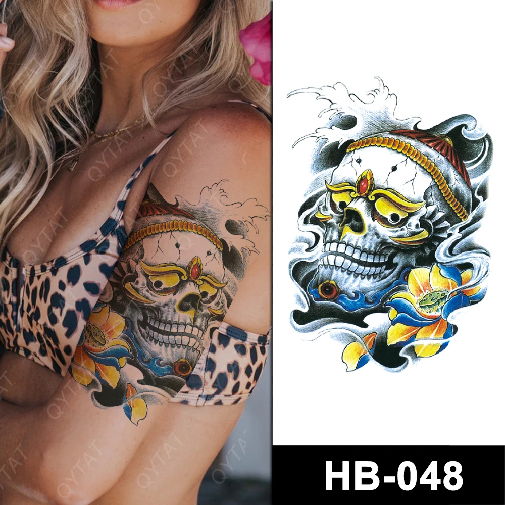 Waterproof Body Fashion Adults Temporary Tribal Skull Tatoo