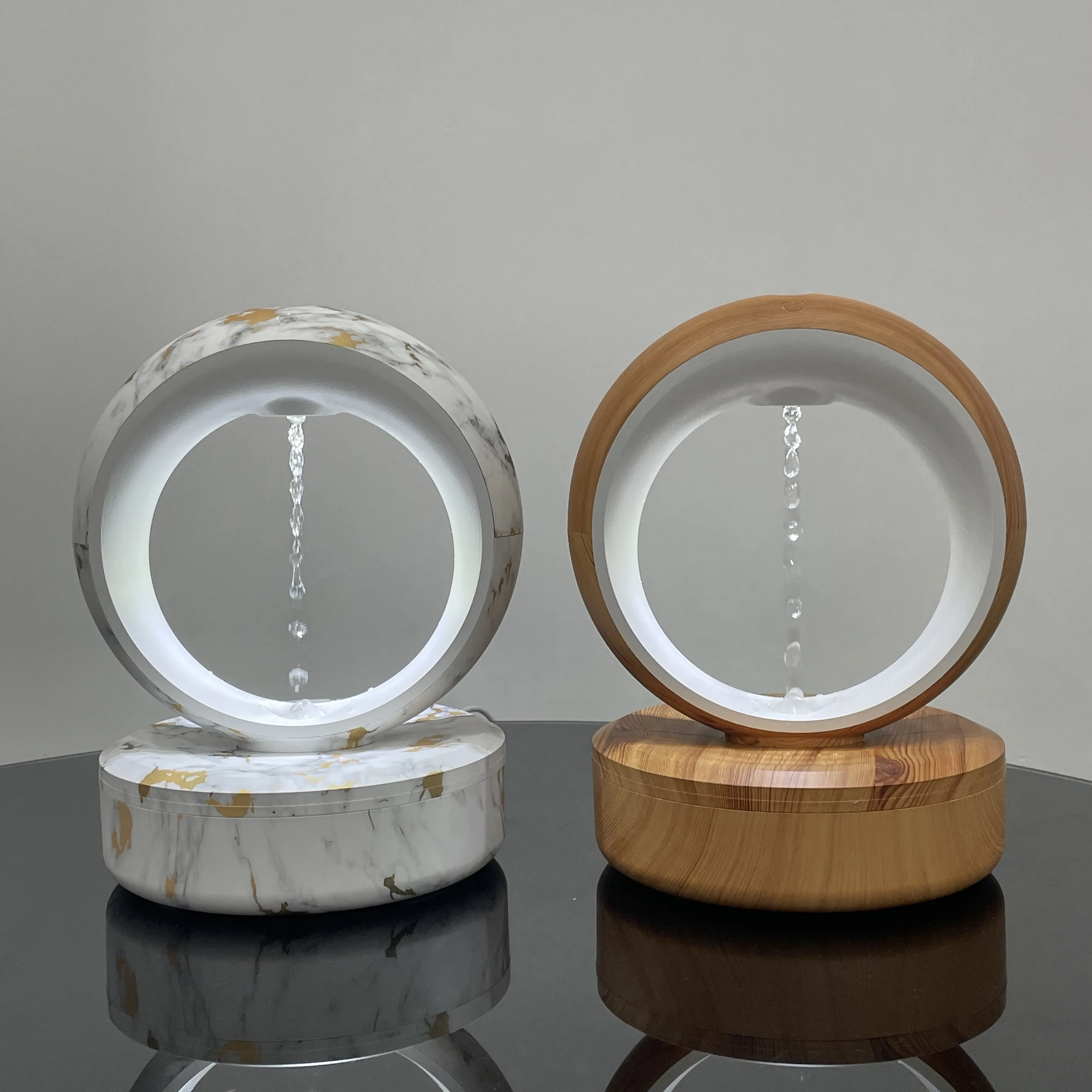 Customize brand Desktop electric smart wood anti-gravity humidifiers table lamp water drop backflow humidifiers for Home Office