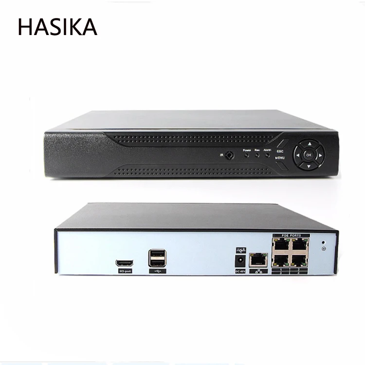 4-канальный сетевой видеорегистратор POE (1080p / 3-мегапиксельная / 4-мегапиксельная) POE Сетевой видеорегистратор 48 В 4-канал