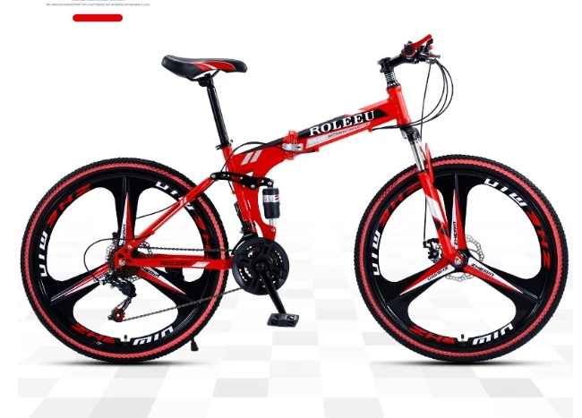 2024 Folding Bike 26 Inch Foldable Bicycle 21 Speed High Carbon Steel Shock Absorbing Front For Full Suspension Adults Mountain