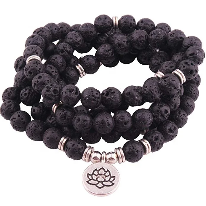 Unisex 6mm Buddha Buddhist Beads Mala Spiritual Gold Plated Pearl Necklace and Bracelet Casual Religious Jewelry