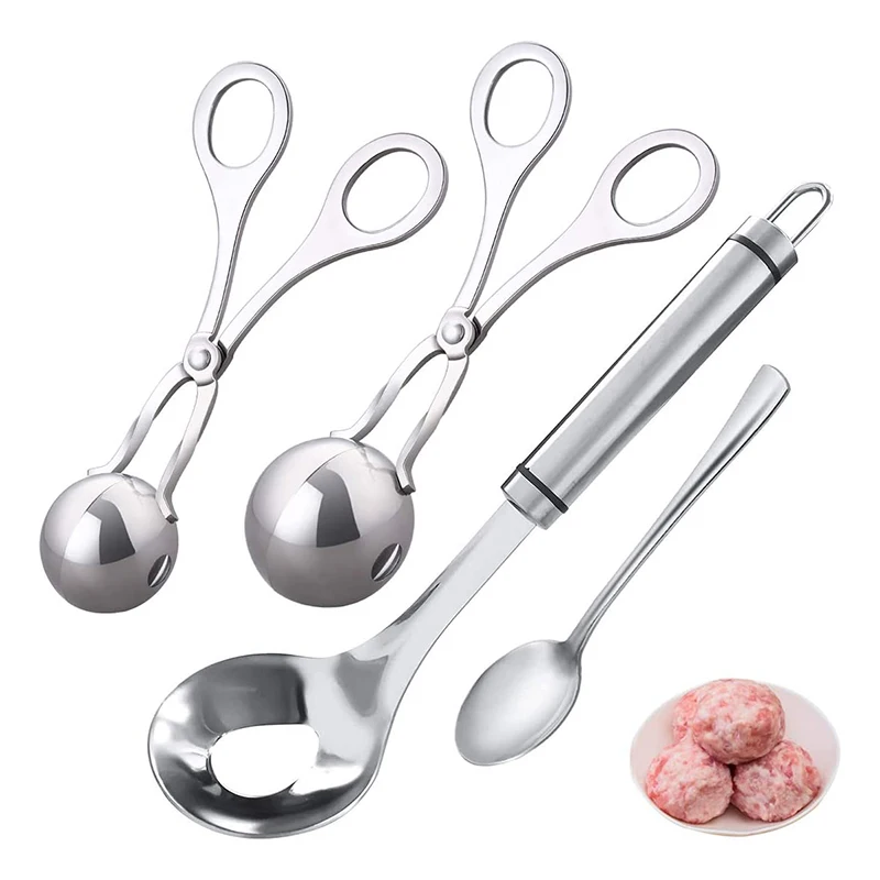 4 Pack Meatball Maker Scoop Stainless Steel Meatball Pliers kitchen accessories cooking tools smart kitchen gadgets