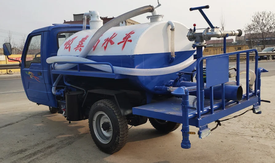 Multifunctional City Pipeline Cleaning And Dredging Diesel Three-wheel Manure Suction Community Biogas Digester Cleaning Vehicle