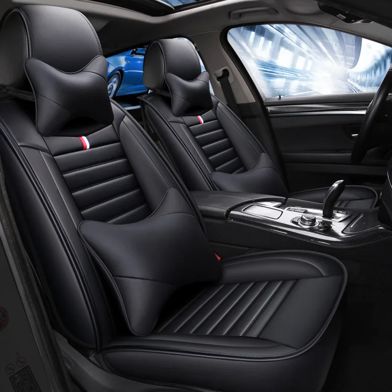  Car Seats Cover Pu Leather 5d Universal With Seat Cushion 13pcs Covers Full