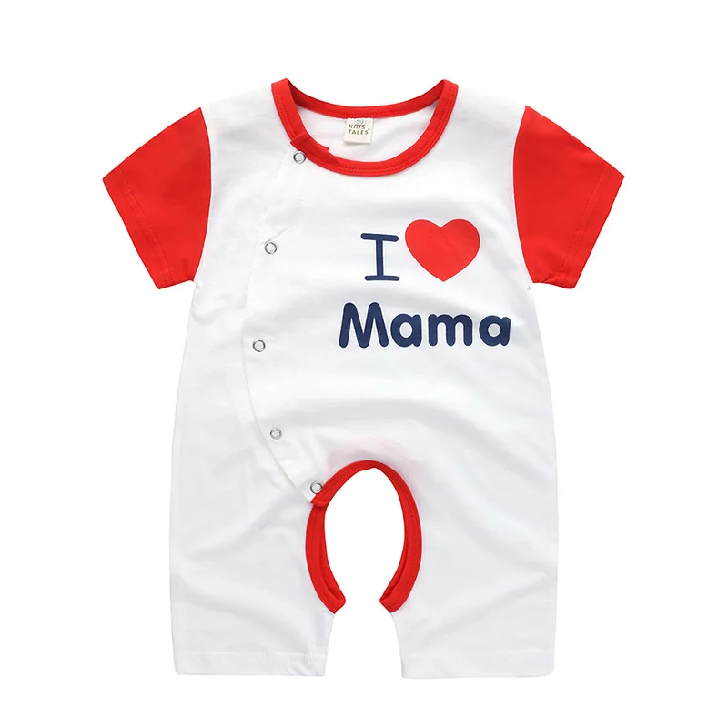 Short Sleeve Cotton Print Pattern Toddler Jumpsuit for Baby Fashion Professional Custom Baby Clothes I Love Mama Papa Clothes