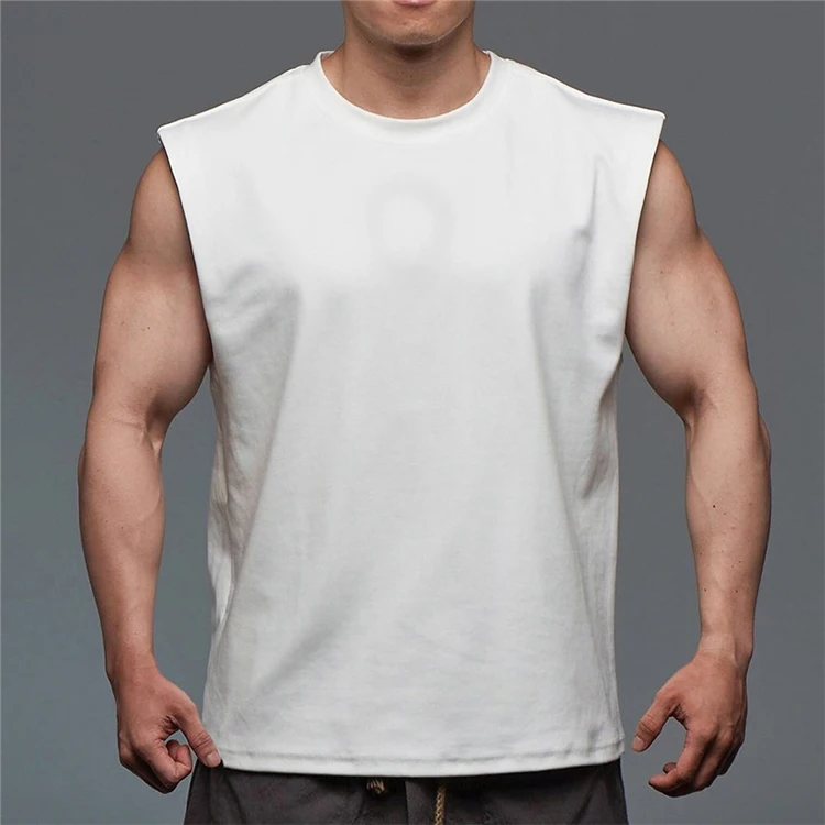 Fashion running workout gym vest men muscle fit gym wear cotton plain tank tops with logo