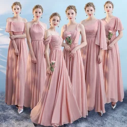 Low 3XL MOQ Autumn Cheapest Chiffon Pink Evening Dinner Long Loose Mini Plus Size Bridesmaid Dresses