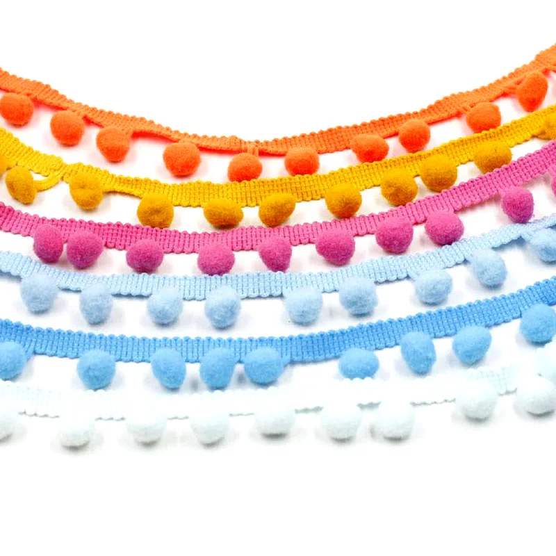 Красочные помпоны кружева смешанных цветов бахрома для одежды, шарики Помпона из хлопка