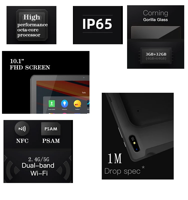 SUNMI M2 MAX Enterprise tablet touch screen IP65 Android 9.0 NFC Wifi 4G waterproof rugged handheld tactile cash register