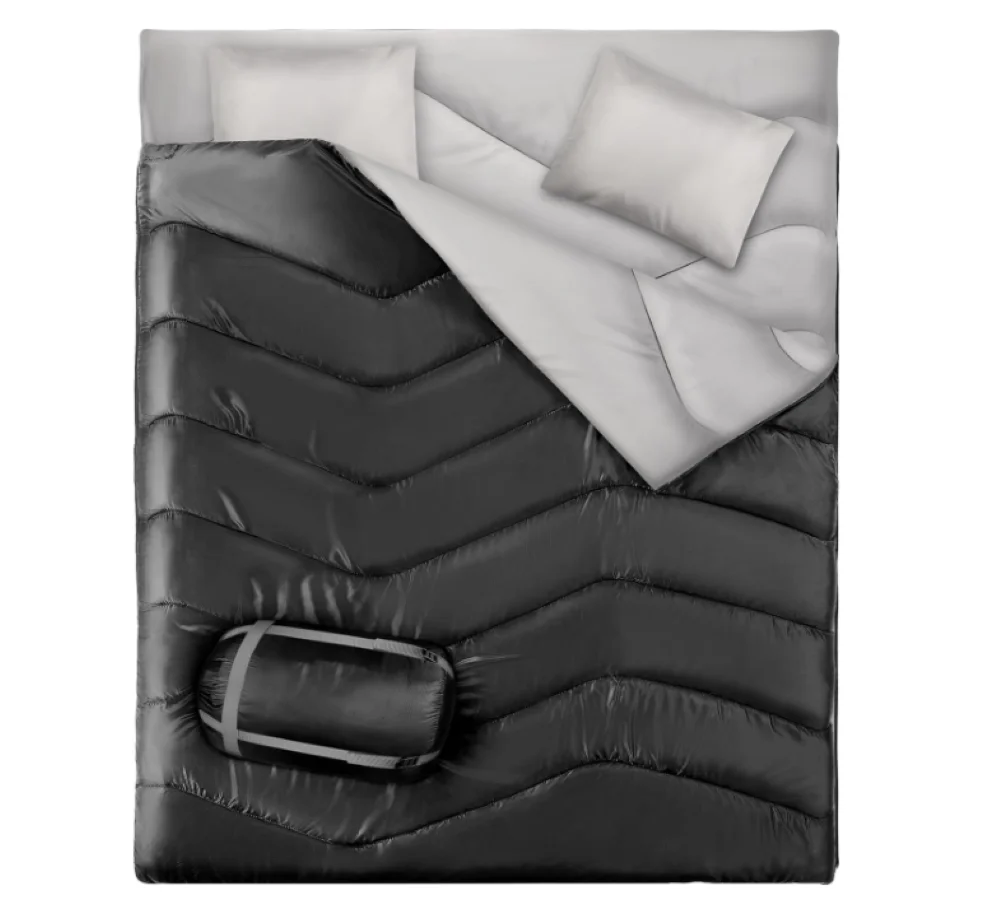 Outdoor High Quality Waterproof Double Sleeping Bag for Couple Camping with 2 Pillows