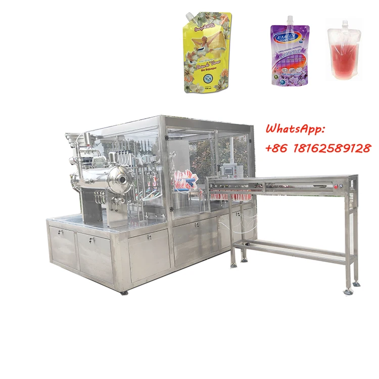 Automatic Liquid Stand up Spout Pouch Soya-bean milk Beverage Soft Drinks cooking oil Yogurt filling and sealing machine