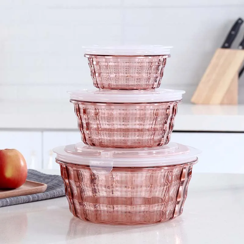 Low MOQ Portable Lunch Box 3pcs Plastic Food Containers Storage Sets with Handle
