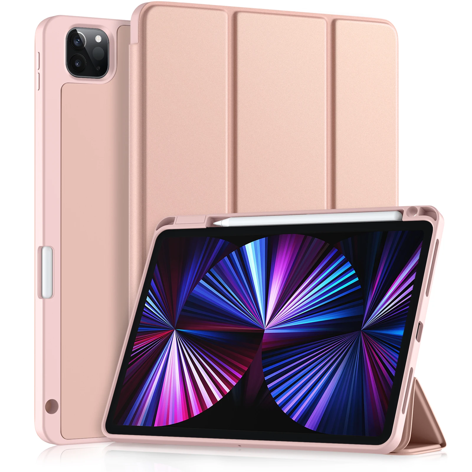 
2021Shockproof Smart cover Tri-folfing Auto Sleep Wake case TPU PU Tablet Cover For iPad Pro 11 Case 