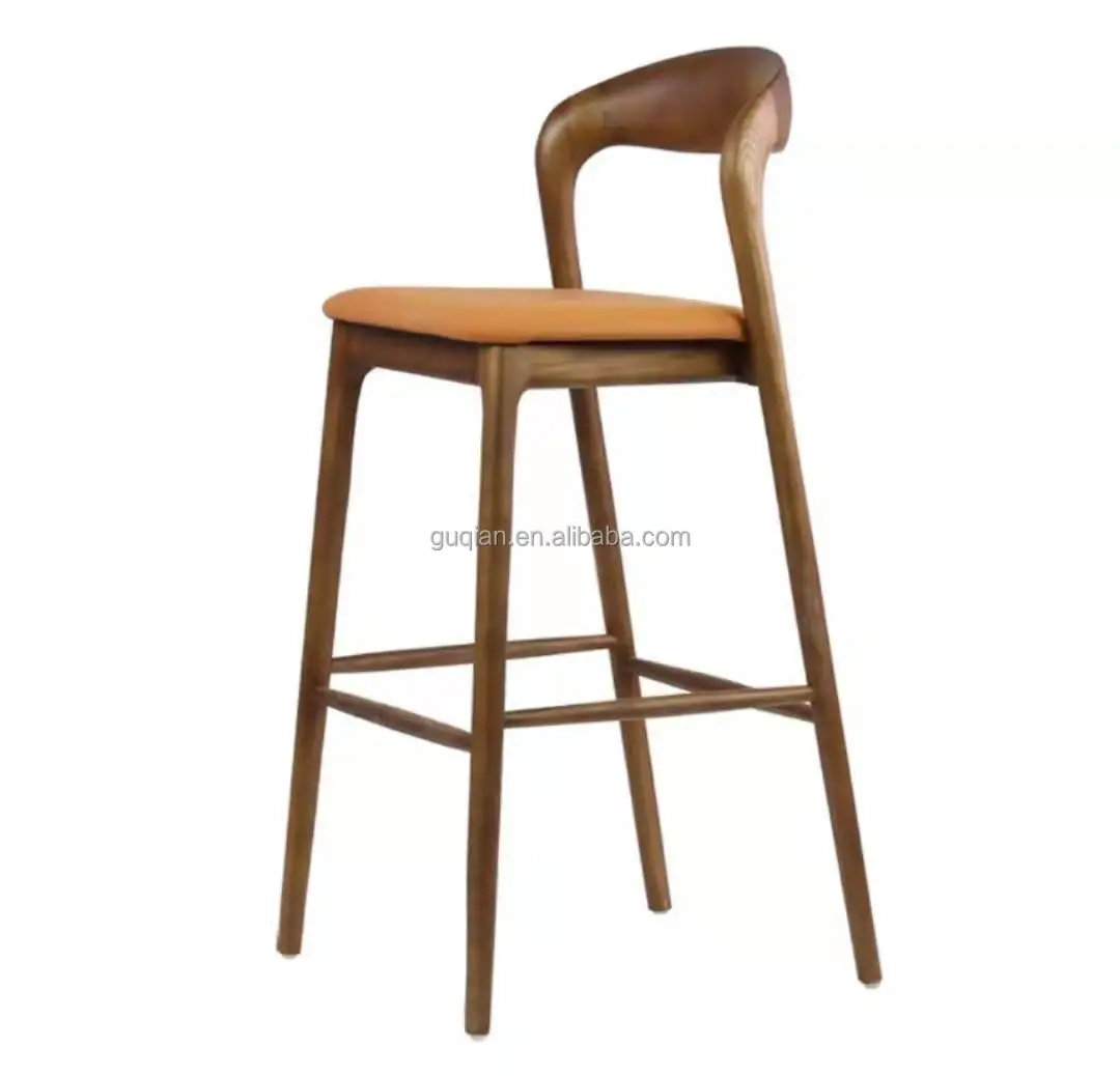 Designer bar stool with backrest Nordic ash solid wood bar chair living room bar chair