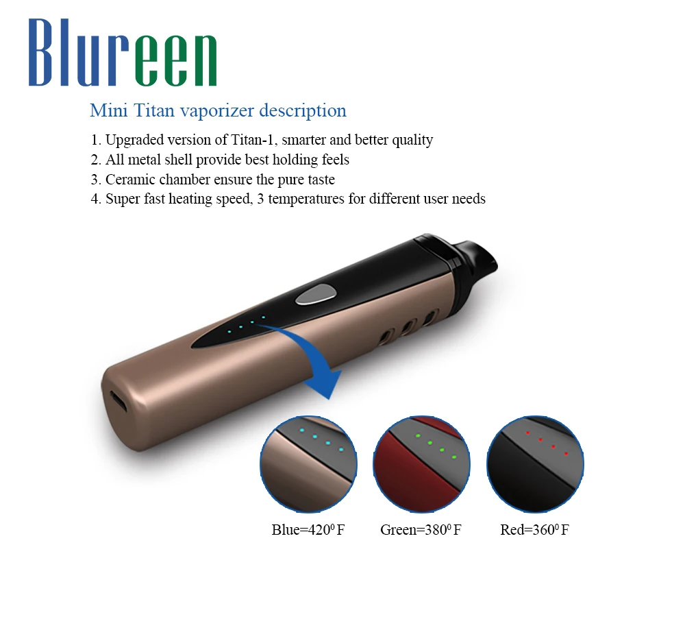 
Best Electronic 2200 mAh Battery Capacity Dry Herb Vape Pen 420F Degree Working Temperature Dry Herb Vaporizer 