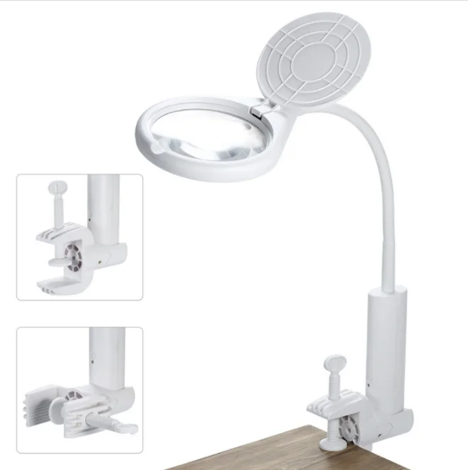 2X Desktop clip-type multi-function magnifying glass With 8LED Illumination Rechargeable Battery